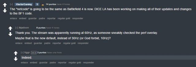 Reddit Unterhaltung über Netcode und Tickrate von Battlefield 1